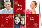 Portuguese Christmas Photo Card in red and white with snowflakes card