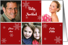 Spanish Christmas Photo Card in red and white with snowflakes card