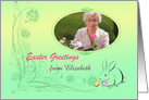 Photo Easter Greeting Card on Green Floral Design and a Bunny card