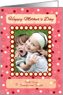 Mother’s day photo card with pink and red floral frame card
