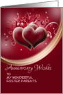 Anniversary Wishes for Foster Parents on maroon heart shape design card