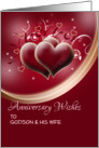 Anniversary Wishes for Godson on maroon heart shape design card