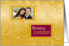 Photo Wedding/Marriage Invitation with design on shades of golden card