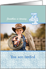 4th Birthday Invitation Custom Card in Blue and White card
