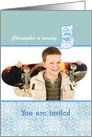 5th Birthday Invitation Custom Card in Blue and White card
