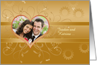 Wedding Announcement Photo Card on golden background card