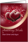 Anniversary Wishes for Any Name on dark red hearts design card