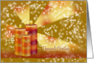 Diwali Greetings - candles with orange, red stripes on festive bg card