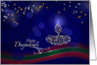 Diwali Greetings - decorative lamp on dark blue card