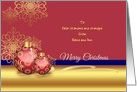 Merry Christmas Greetings - Ornamental Red Golde Balls & snow flakes card