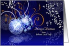 Custom Christmas Greetings - Ornamental Blue Balls & snow flakes card