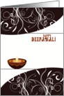 Diwali Greetings - brown decorative lamp on white card