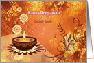 Custom Diwali Greetings - brown decorative lamp on golden deign card