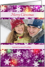 Custom Photo Christmas greetings - Snowflakes on Purple card