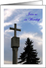 Church Invitation - Cross in blue sky card