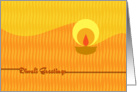 Saffron and yellow Business Diwali Greetings with earthen lamp card