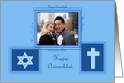 Chrismukkah custom photo card with star of David and Holy cross card