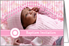 Baptism invitation for baby girl, pink custom photo card