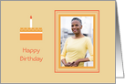 Birthday cake and candle custom photo card