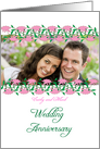 Custom photo wedding anniversary invitation with pink roses card