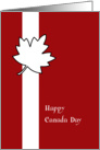 Red and white Canada day card with maple leaf card