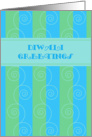 Diwali Greetings - light green and blue stripes pattern card