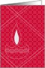 Red and white Diwali card with Diwali lamp card