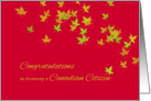 Congratulations on becoming Canadian citizen - maple leaves card