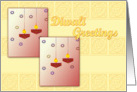 Diwali Greetings Card with hanging lamps on yellow design card