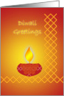 Diwali Greetings Golden and Red Lamp card