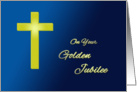 50 Years of religious life - Golden cross on blue card