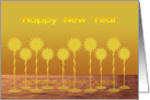 Happy New Year - Dawn with Flowers’ Reflection in Water card