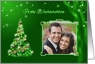 German Christmas Photo card with green decorated Christmas tree card