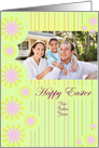 Photo Easter Card with floral design and lines on light green card
