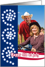 4th of July Photo Card with Swirls of White Stars on Blue card