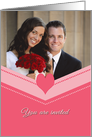 Wedding Invitation Photo Card with heart in watermelon color card