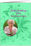 Photo Easter Greeting Card on Light Green Floral Design card