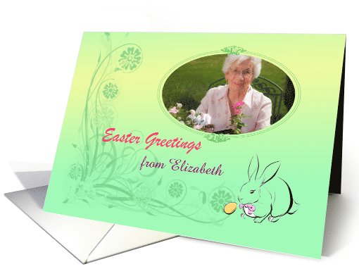 Photo Easter Greeting Card on Green Floral Design and a Bunny card