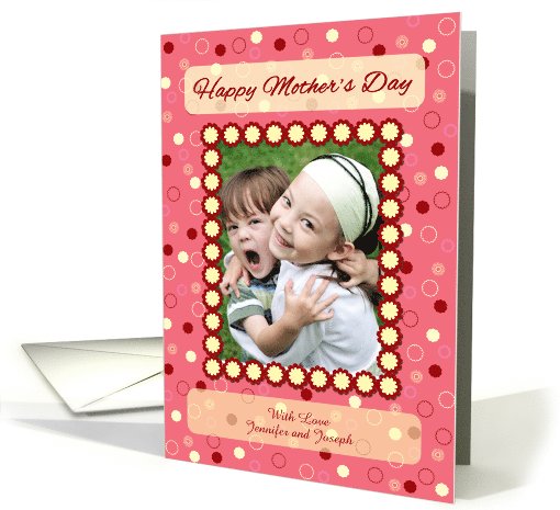 Mother's day photo card with pink and red floral frame card (1012287)