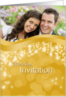 Photo Wedding/Marriage Invitation with design on golden card