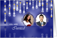 Photo Wedding/Marriage Invitation with design on shades of blue card