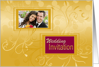 Photo Wedding/Marriage Invitation with design on shades of golden card