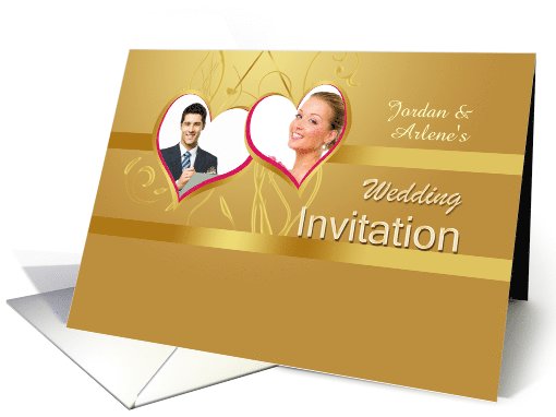 Photo Wedding/Marriage Invitation with design on shades of golden card