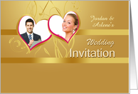 Photo Wedding/Marriage Invitation with design on shades of golden card