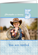 3rd Birthday Invitation Custom Card in Blue and White card