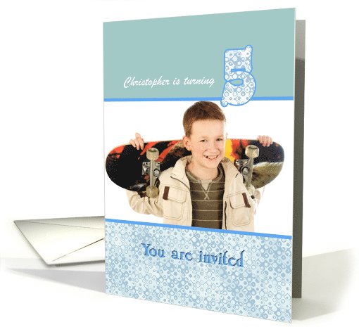 5th Birthday Invitation Custom Card in Blue and White card (1033713)