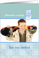 5th Birthday Invitation Custom Card in Blue and White card