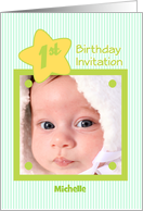 1st Birthday Invitation Photo Card
