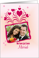 Wedding Announcement Photo Card on light pink with hearts card