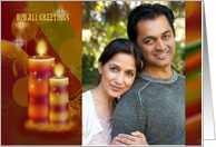Photo Diwali Greetings with decorative colorful candles card